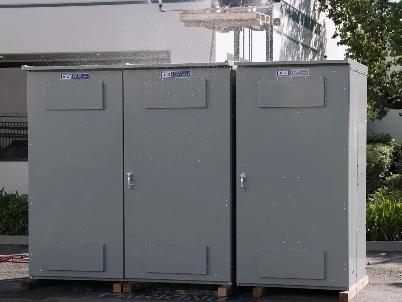 DEI outdoor NEMA 3R switchgear, three-quarter view